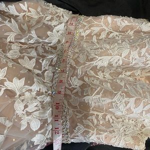 Sherri Hill Champagne with white lace Dress